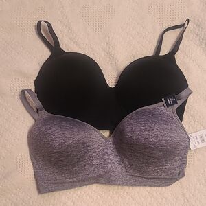 Nautica Black and Gray Bra Set